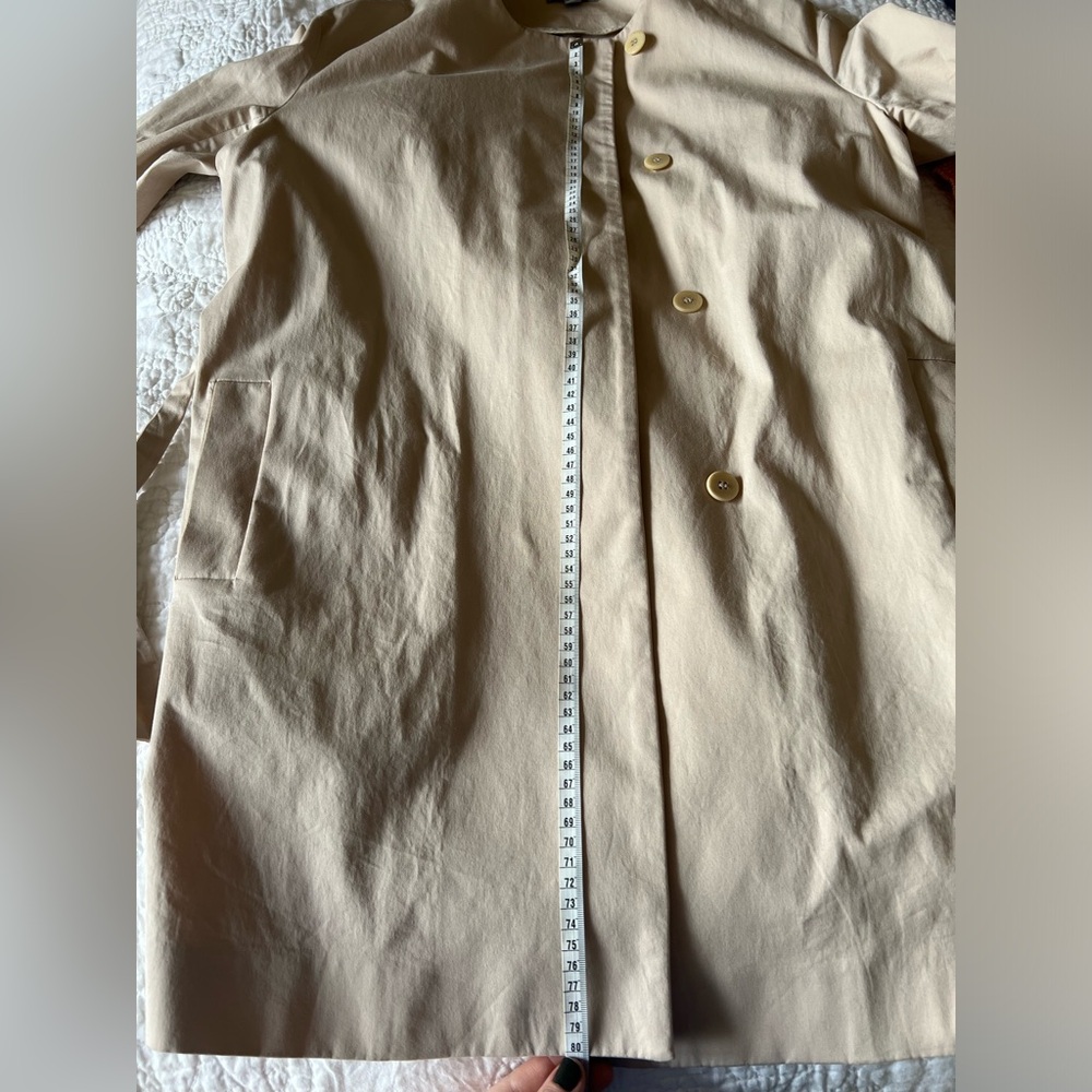 Beige COS collarless cotton trench coat, size 36, us 6 - Picture 8 of 8